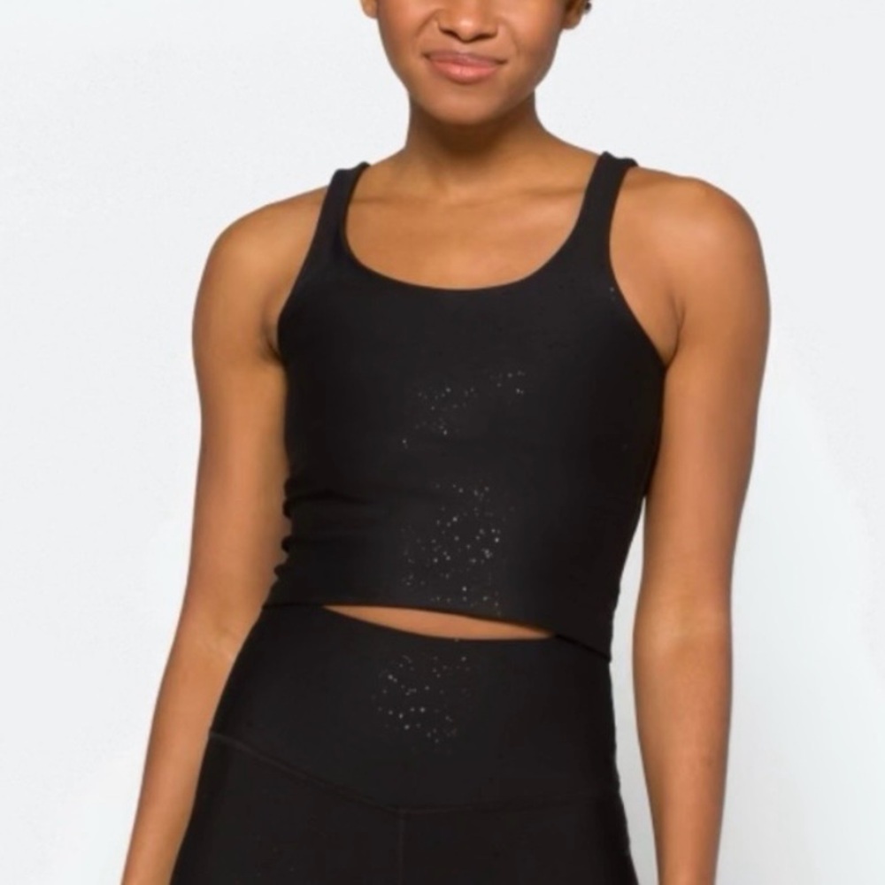Beyond Yoga Keep it Simple Alloy Speckled Tank Top Cropped Athletic Workout